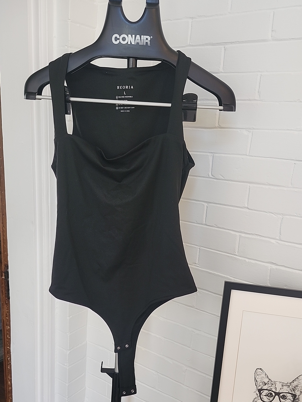 ReoRia Black Bodysuit, Large